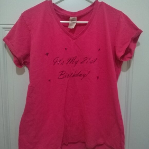 21st birthday XL pink shirt - Picture 1 of 3